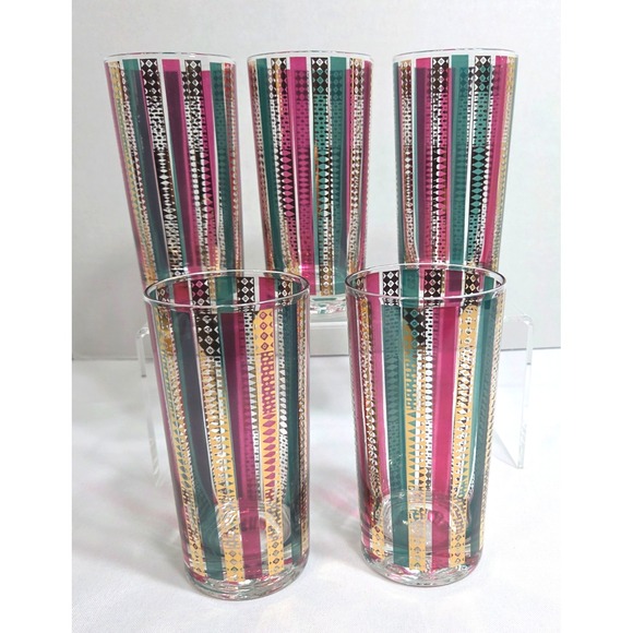 Georges Briard Other - Vintage GEORGES BRIARD 22k Gold HARLEQUIN MCM Highball Cocktail Glasses Set of 5